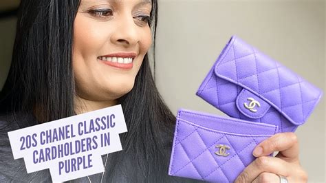 chanel classic card holder purple